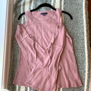 American eagle blush open shoulder sweater size small